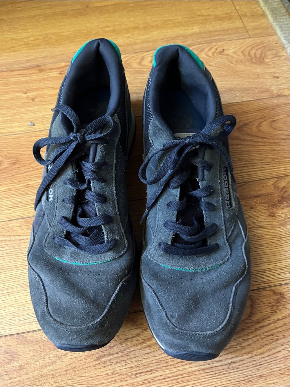 Reebok Black Suede Sneakers with Teal Accent